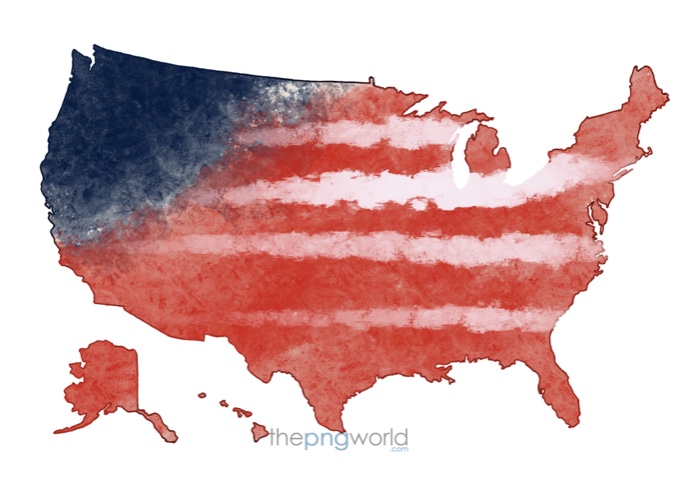 American map with flag American flag,USA,outline of USA,American boundaries,USA flag with map,colours of America
